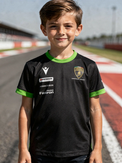 Maglietta Bambino Automobili Lamborghini Squadra Corse 2024/25 Nero/Verde-1