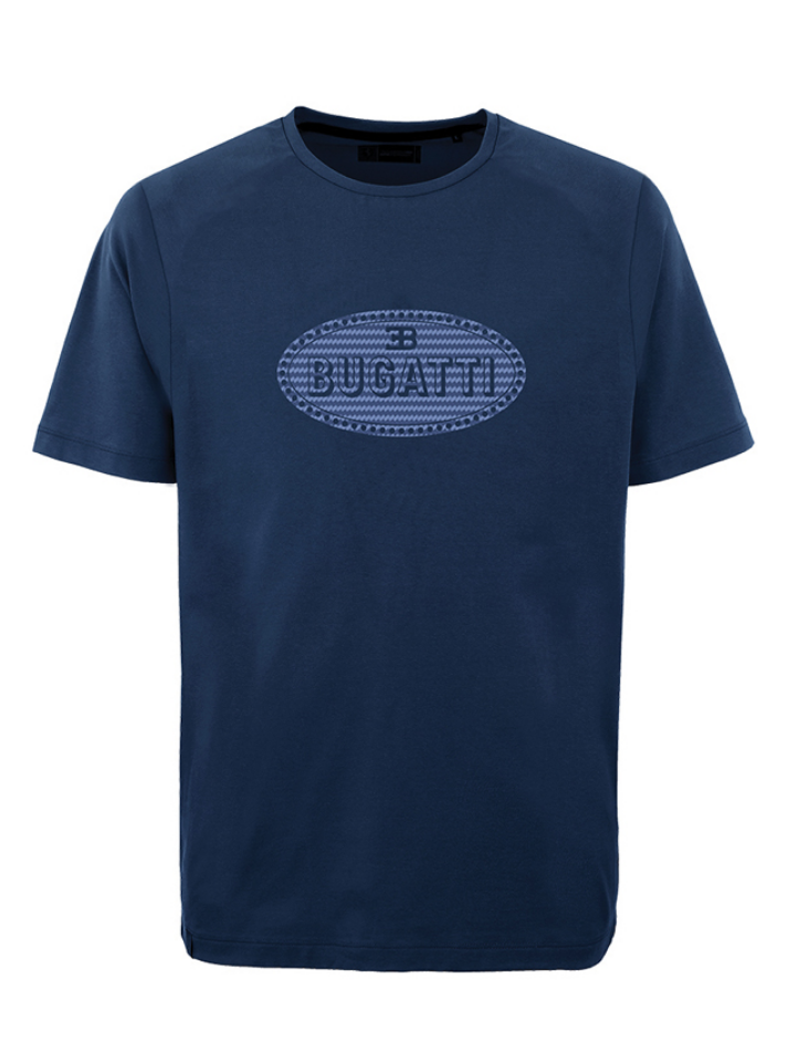 Bugatti T-shirt uomo Blu con logo celeste-2