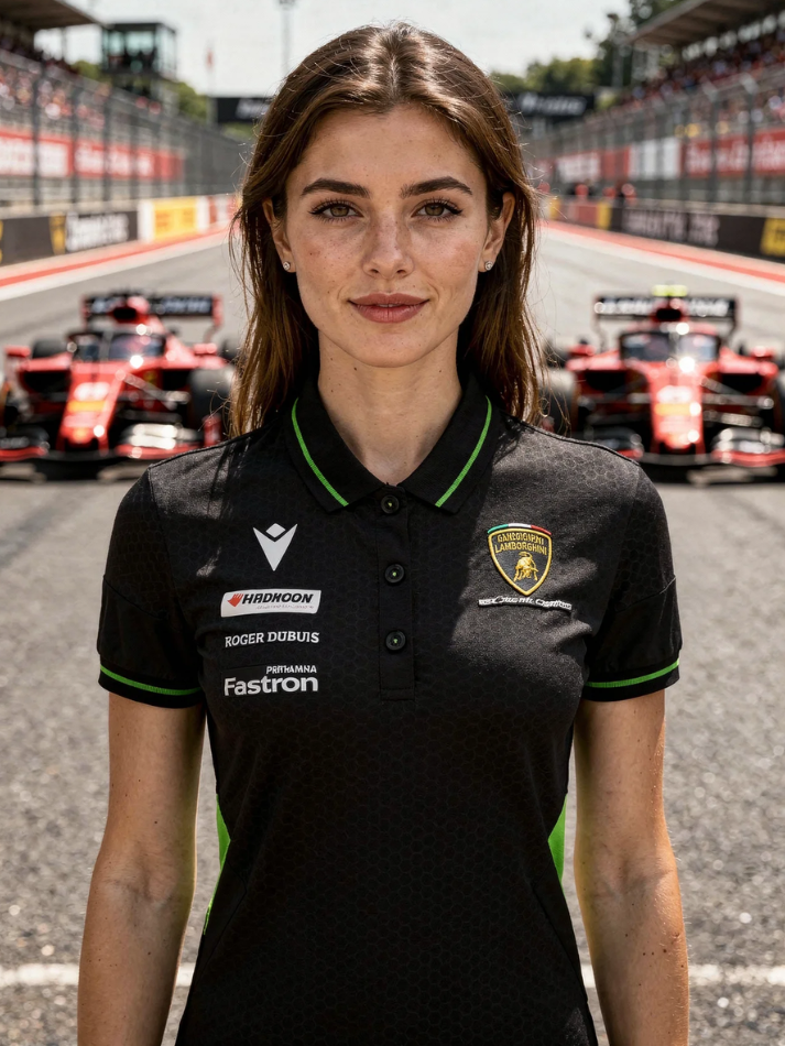 Polo Donna Automobili Lamborghini Squadra Corse 2024/25 Nero/Verde-1