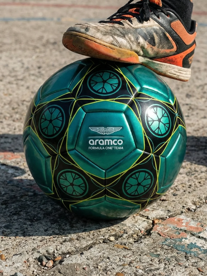 Pallone da calcio Aston Martin Aramco F1 Team Soccer Ball misura #5 green/black-1
