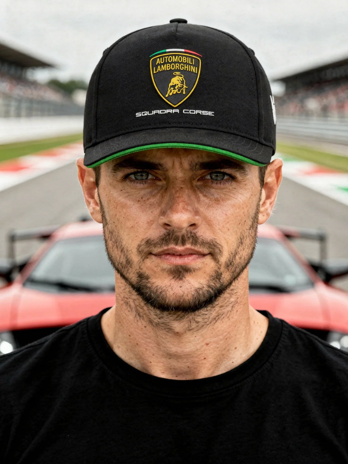 Cappellino Uomo Automobili Lamborghini Squadra Corse Nero-1