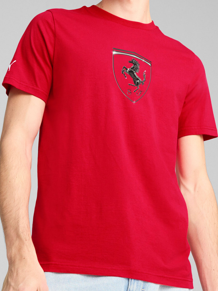 Ferrari t-shirt Race uomo rossa con scudetto argentato-1