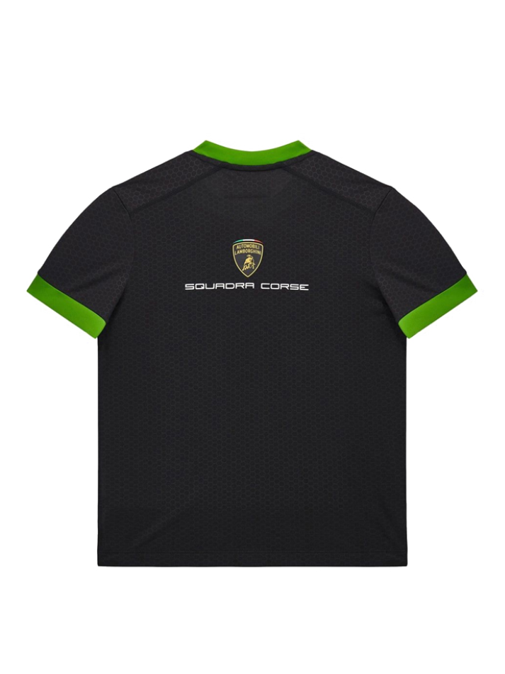 Maglietta Bambino Automobili Lamborghini Squadra Corse 2024/25 Nero/Verde-3
