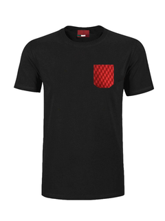 T-shirt Alfa Romeo nera con taschino logato rosso serpentine-2