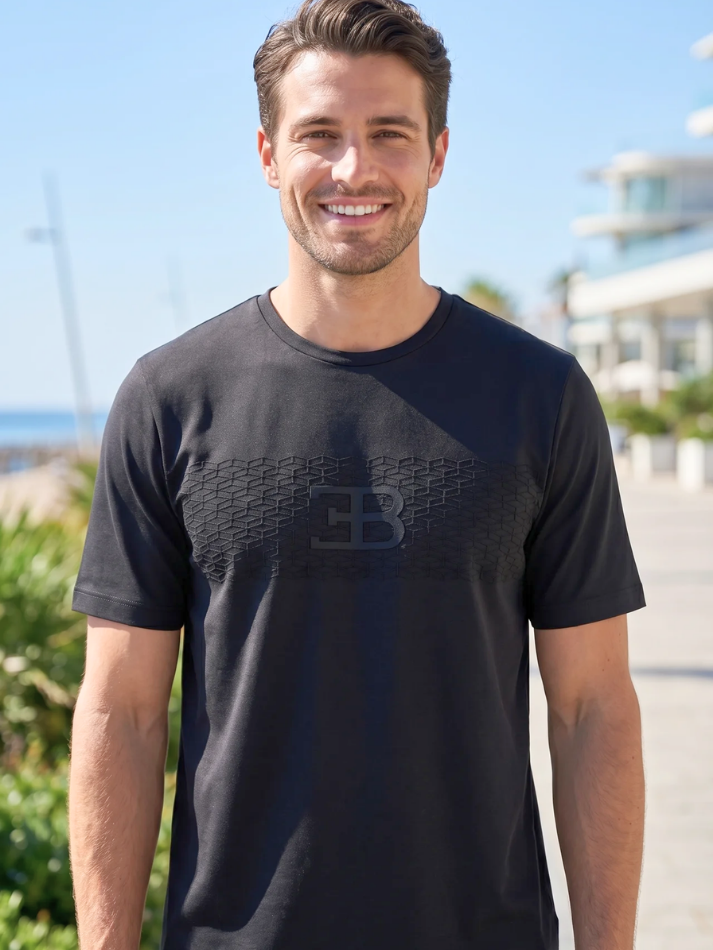Bugatti T-shirt uomo Nera con logo in rilievo-1