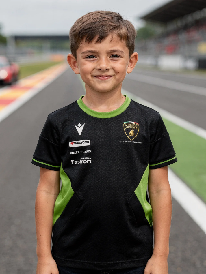 Polo Bambino Automobili Lamborghini Squadra Corse 2024/25 Nero/Verde