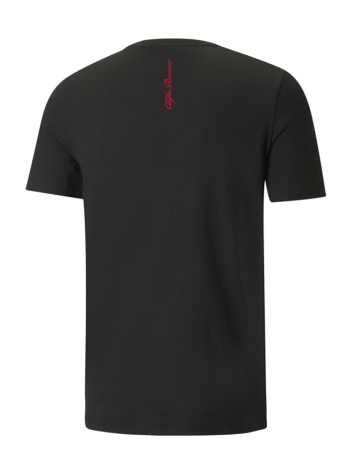 T-shirt Alfa Romeo nera con taschino logato rosso serpentine-3