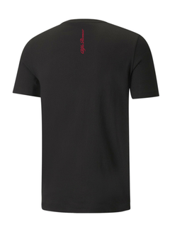 T-shirt Alfa Romeo nera con taschino logato rosso serpentine-3