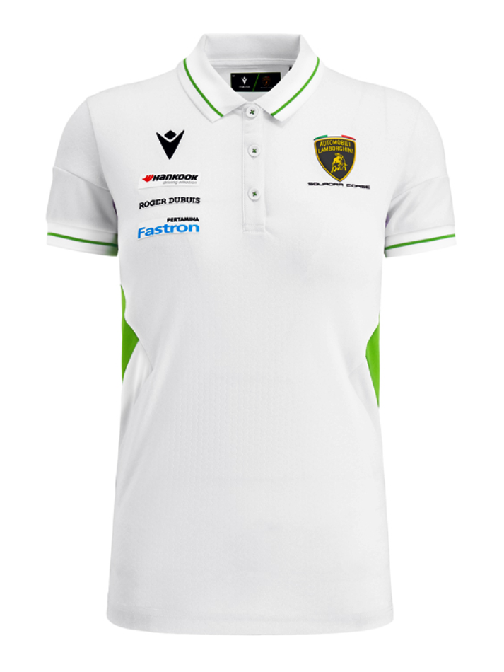 Polo Donna Automobili Lamborghini Squadra Corse 2024/25 Bianco/Verde-2