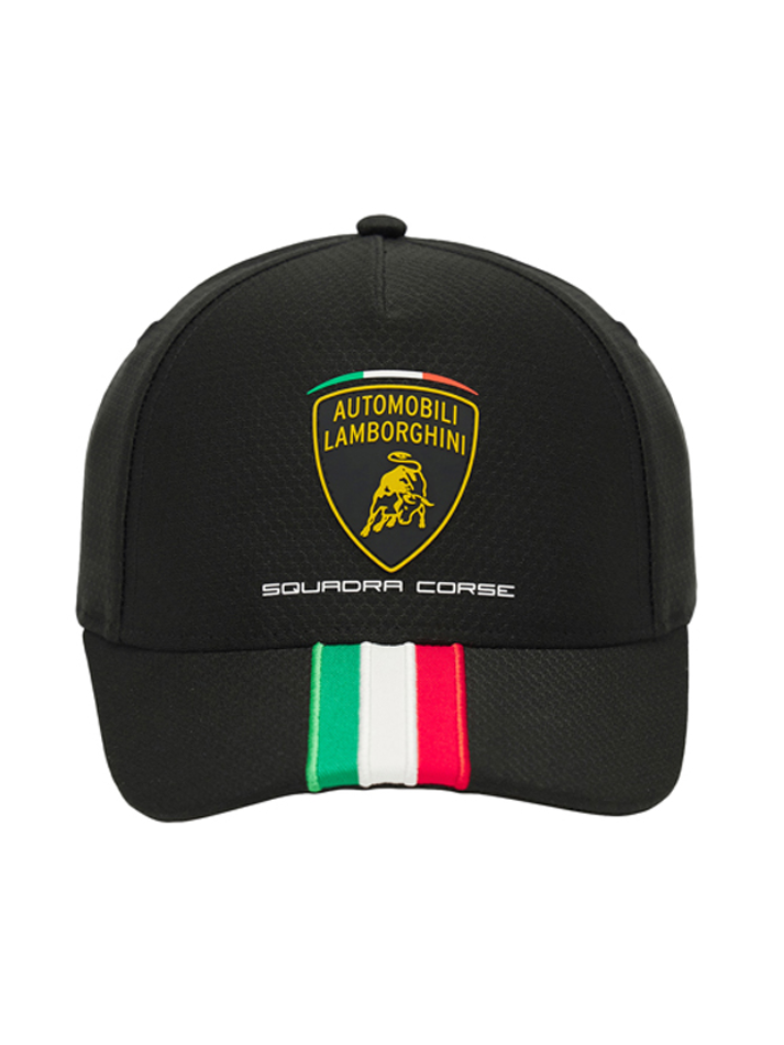 Cappellino Bambino Automobili Lamborghini Squadra Corse Nero con Banda Italiana
