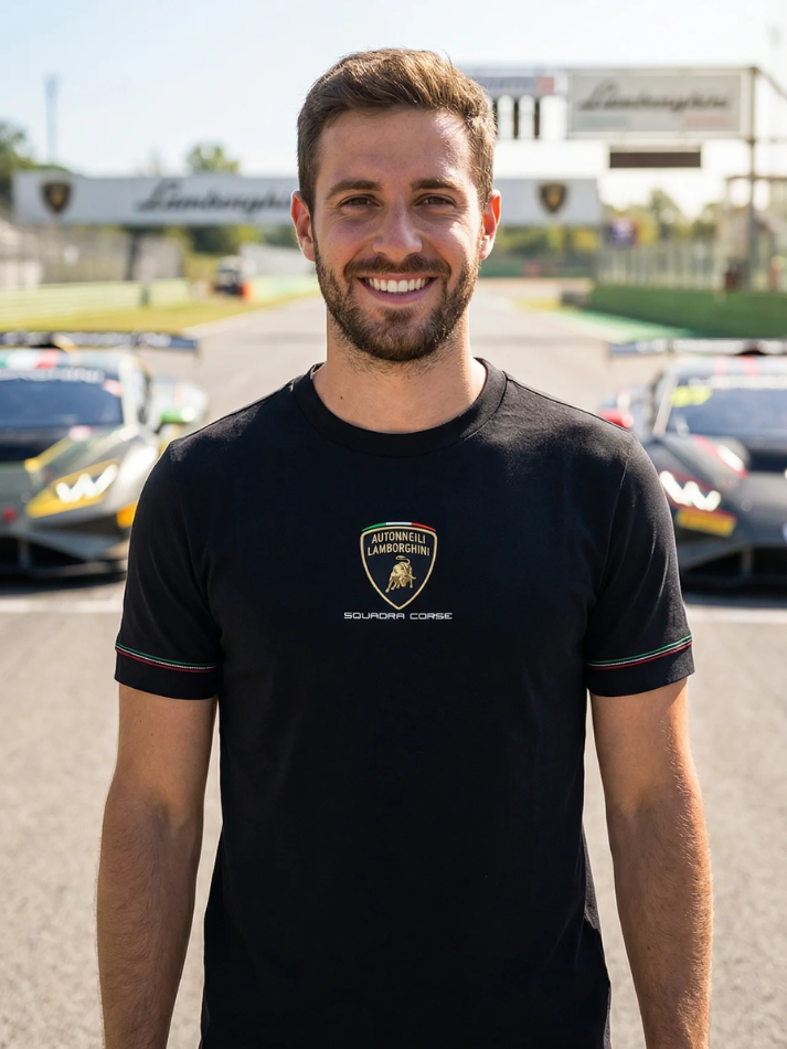 Polo Tricolore Automobili Lamborghini Squadra Corse SPORTSWEAR Nero bandiera IT