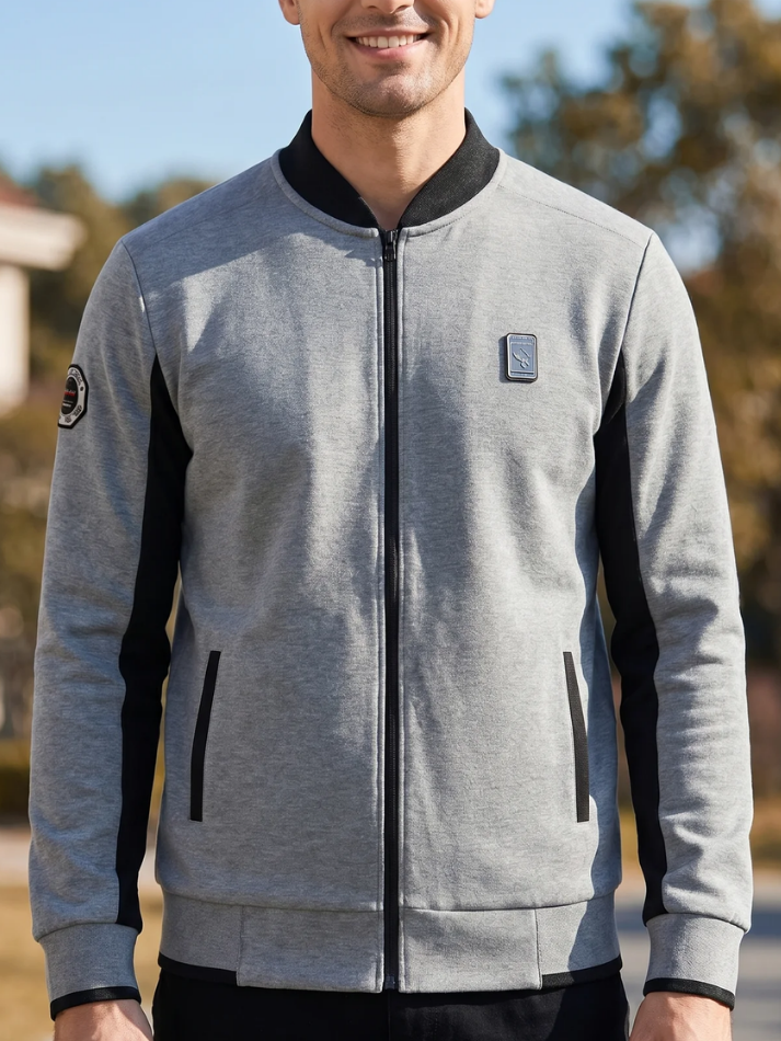 Maserati Polo manica lunga da uomo full zip gray-1