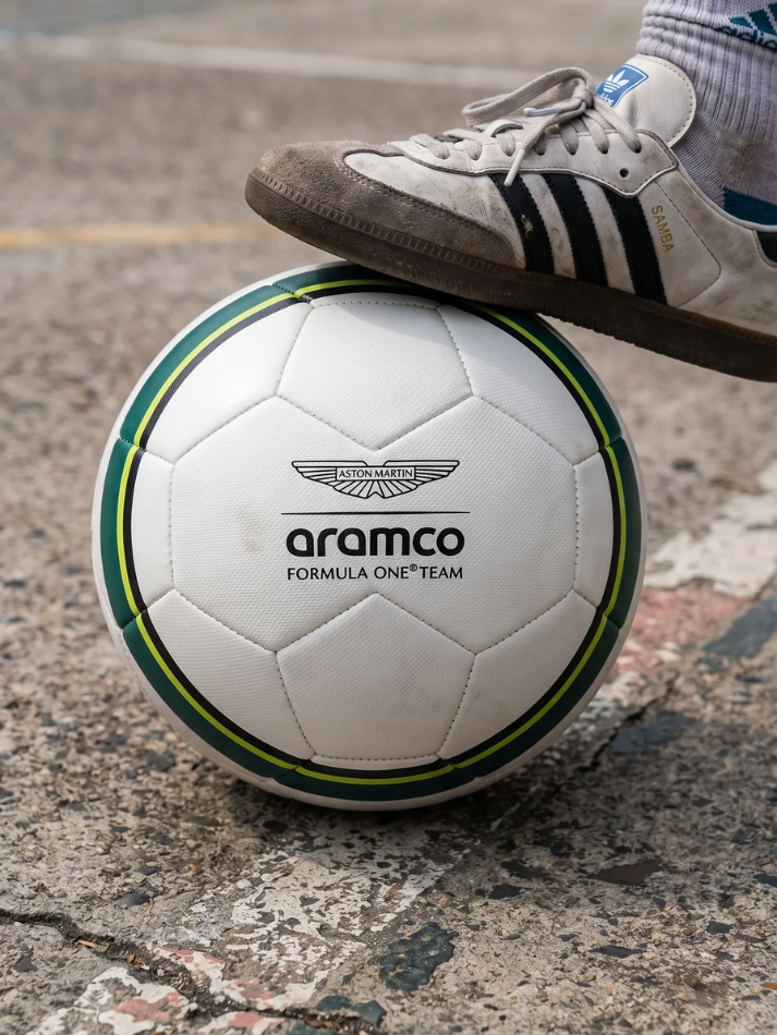 Pallone da calcio Aston Martin Aramco F1 Team Soccer Ball misura #5 Bianco-1