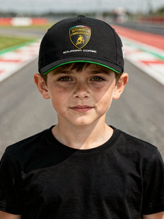 Cappellino Bambino Automobili Lamborghini Squadra Corse 2024/25 Nero-1