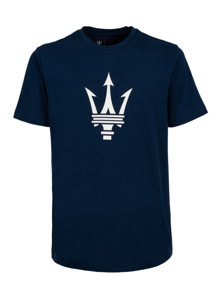 Maserati T-shirt Blu Navy Tridente Grande in Gomma-2