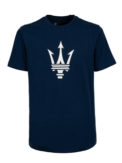 Maserati T-shirt Blu Navy Tridente Grande in Gomma-2