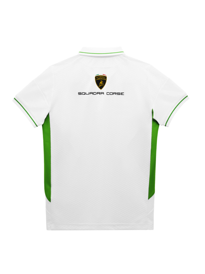 Polo Bambino Automobili Lamborghini Squadra Corse 2024/25 Bianco/Verde-3