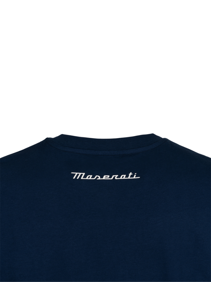 Maserati T-shirt Blu Navy Tridente Grande in Gomma-3
