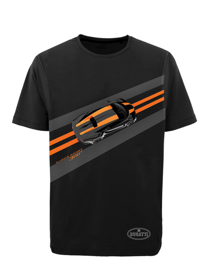 Bugatti T-shirt uomo Nera con grafica arancio-1
