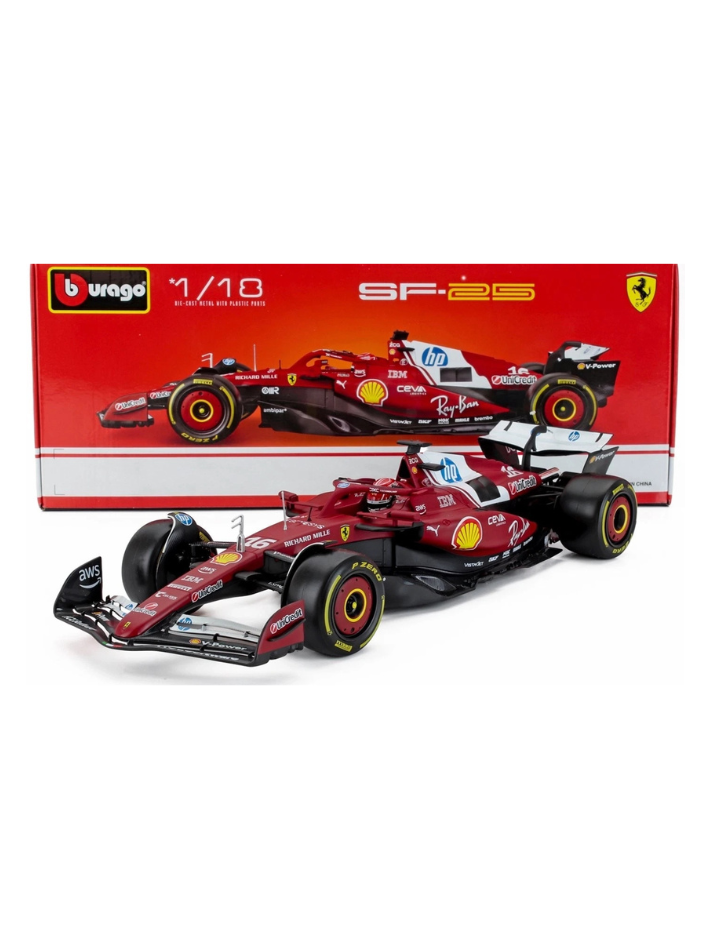 Modellino auto Burago in scala 1:18 FERRARI - F1 SF-25 2025 #16 LECLERC