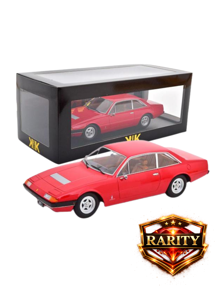 Modellino auto KK Ferrari 365 GT4 2+2 1972, red with brown interieur in scala 1:18