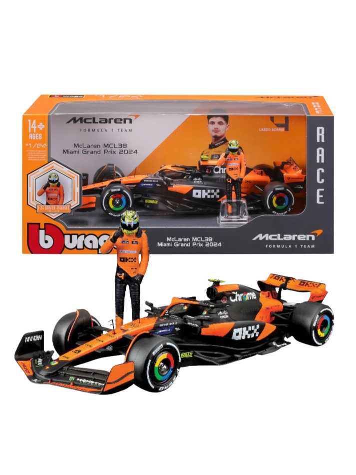 Modellino auto Burago in scale 1:24 McLAREN - F1 MCL38 2024 #4 NORRIS con pilota / with pilot