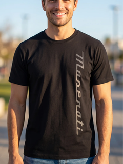 Maserati T-shirt Uomo Nera Stampa in Gomma-1
