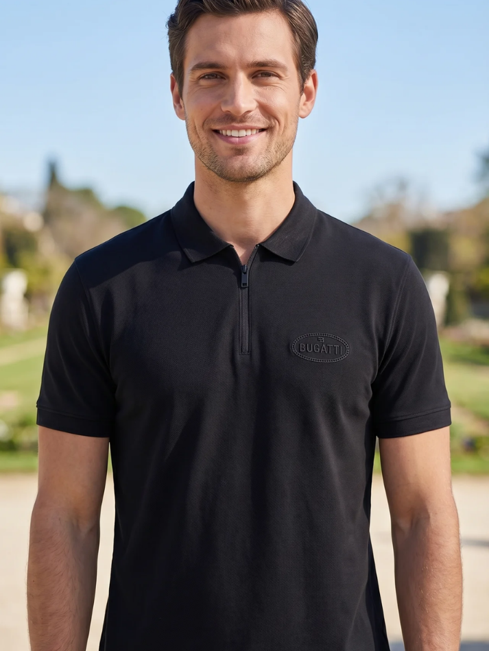 Bugatti Polo uomo Nera con zip-1