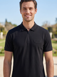 Bugatti Polo uomo Nera con zip-1
