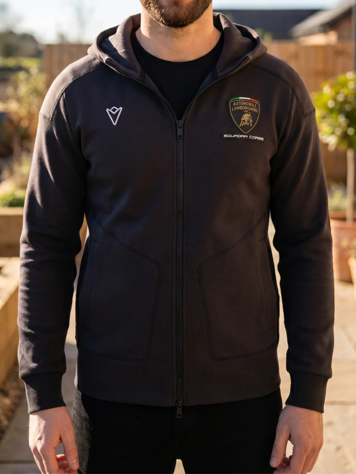 Felpa Zip Uomo Lamborghini Squadra Corse SPORTSWEAR 2026/27 Nero-1