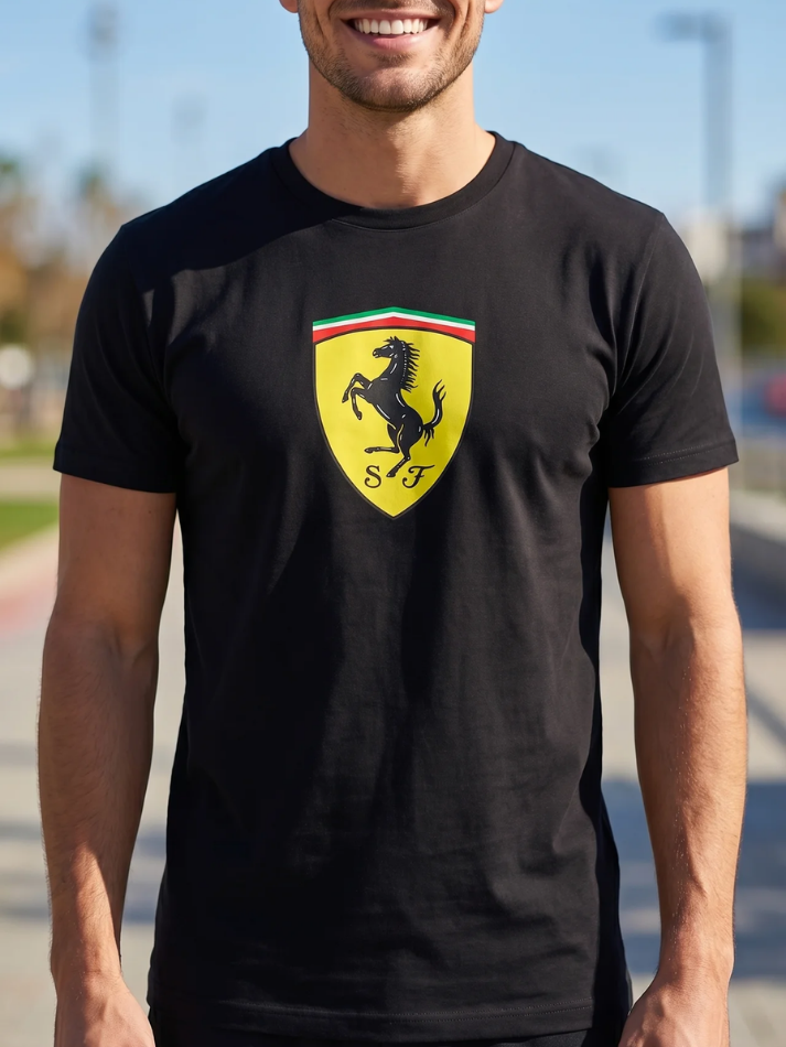 Ferrari t-shirt Sportswear uomo nera con scudetto-1