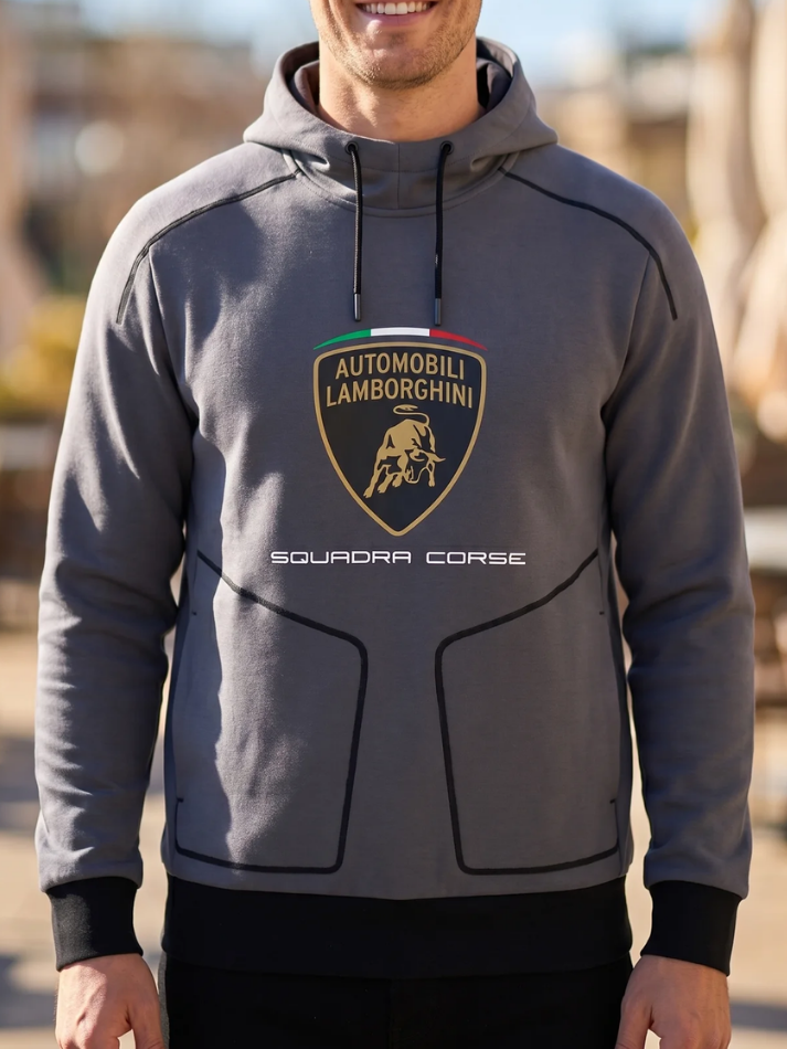 Felpa Uomo Lamborghini Squadra Corse SPORTSWEAR 2026/27 Grigio-1