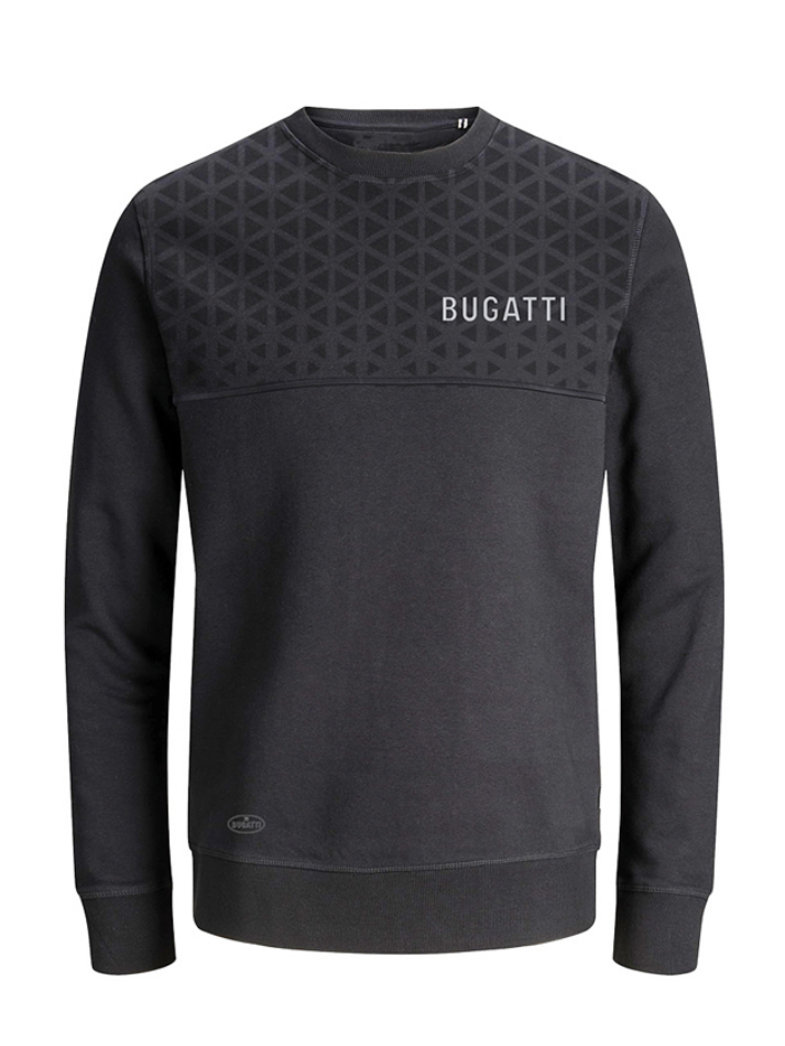 Bugatti Felpa uomo girocollo Nero/Grigia con logo-2
