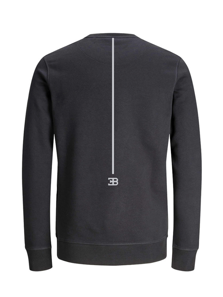 Bugatti Felpa uomo girocollo Nero/Grigia con logo-3
