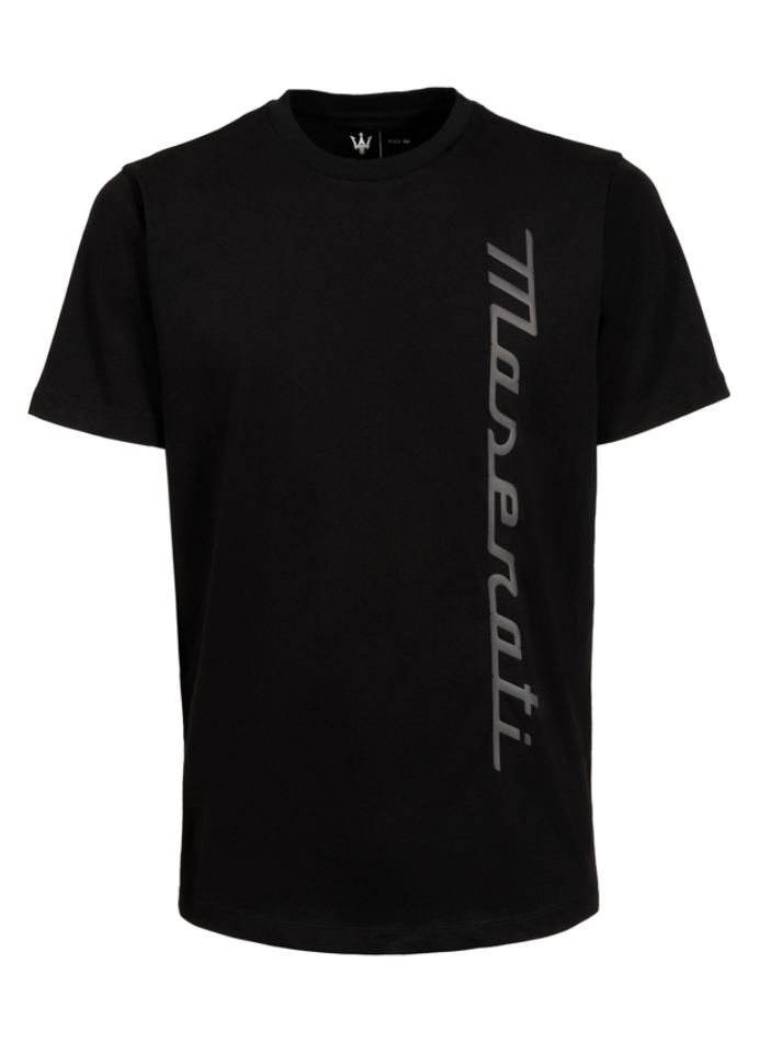 Maserati T-shirt Uomo Nera Stampa in Gomma