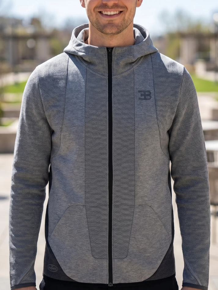 Bugatti Felpa uomo con zip grigia-1