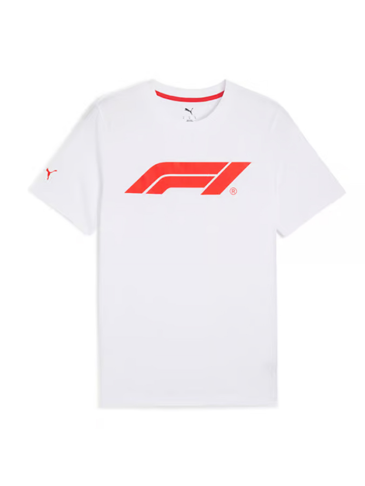 Ferrari F1 t-shirt bianca con logo F1 rosso-3