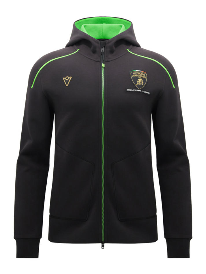 Felpa Zip Uomo Lamborghini Squadra Corse SPORTSWEAR 2026/27 Nero/Verde-2