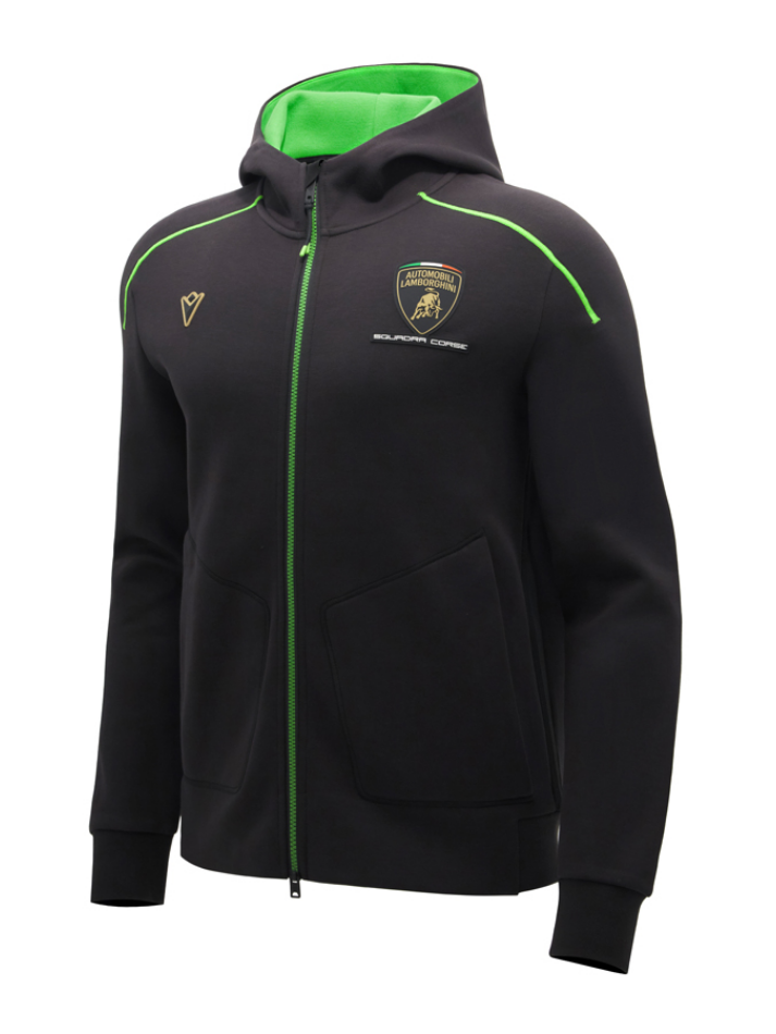 Felpa Zip Uomo Lamborghini Squadra Corse SPORTSWEAR 2026/27 Nero/Verde-3