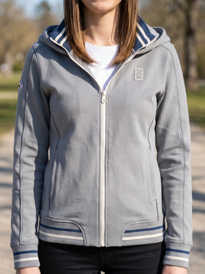 Maserati felpa da donna con cappuccio full zip gray-1