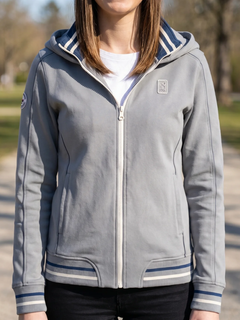 Maserati felpa da donna con cappuccio full zip gray-1