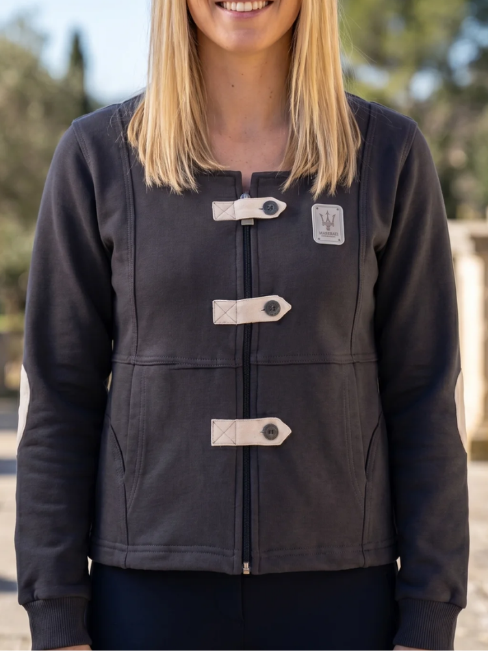 Maserati felpa da donna con bottoni gray
