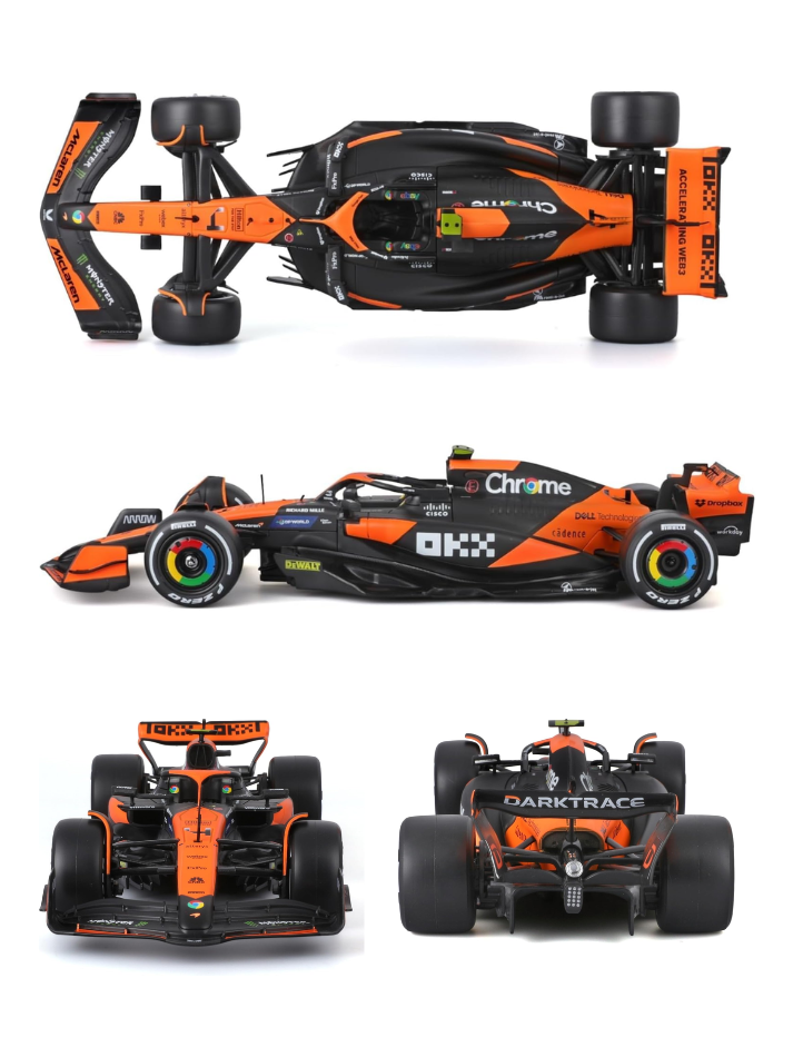 Modellino auto Burago in scale 1:24 McLAREN - F1 MCL38 2024 #4 NORRIS con pilota / with pilot-3