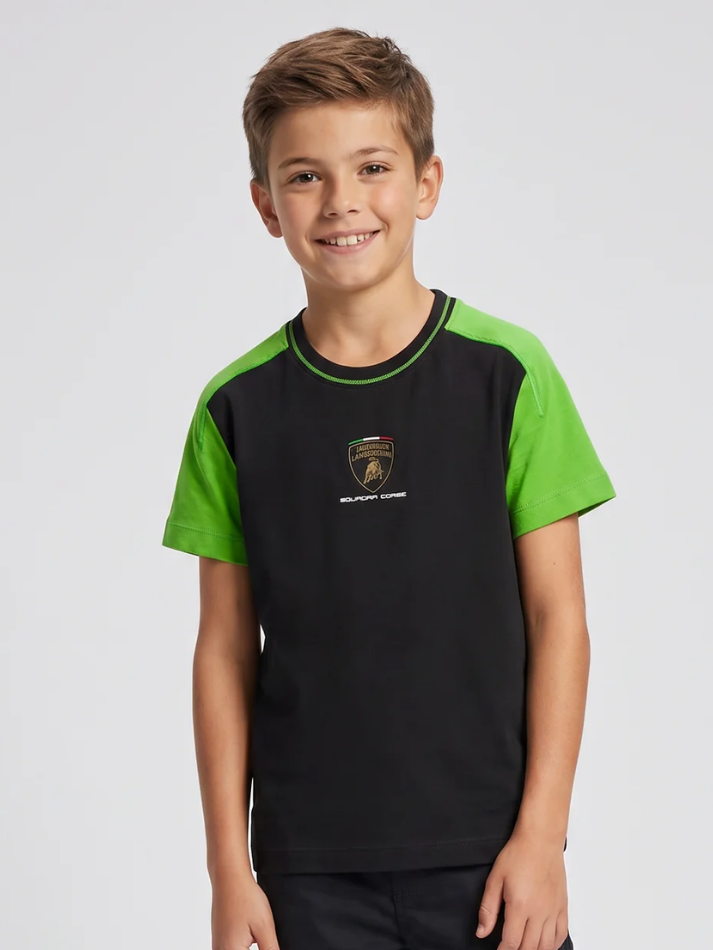 Maglietta Bambino Lamborghini Squadra Corse SPORTSWEAR 2026/27 Nero/Verde-1
