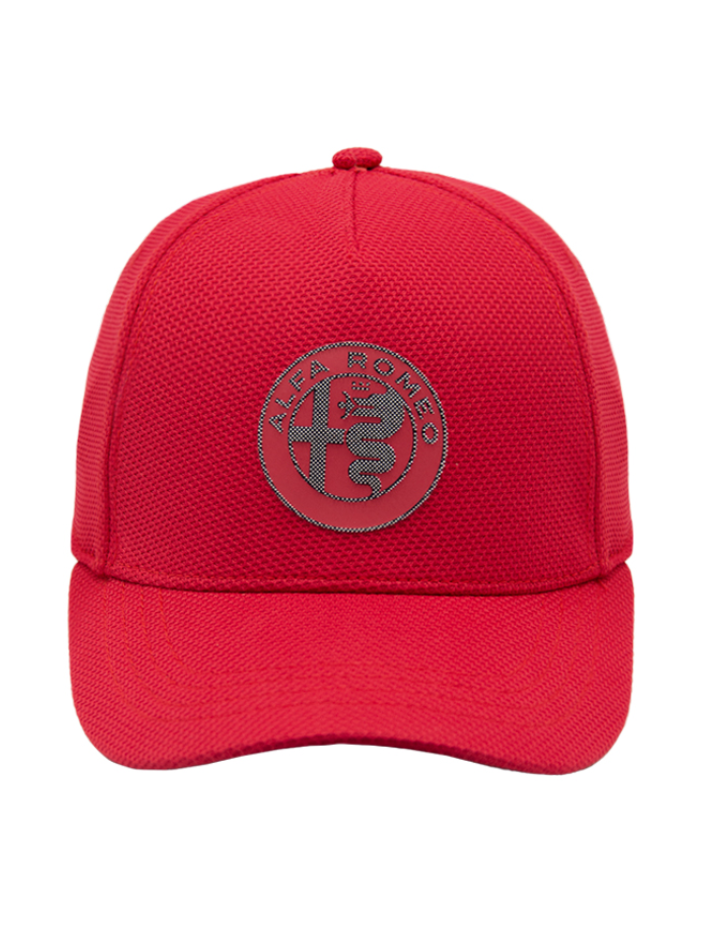 Alfa Romeo Berretto Rosso con logo grigio da uomo-2