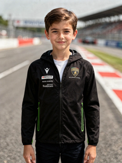 Giacca da Pioggia Bambino Automobili Lamborghini Squadra Corse 2024/25 Nero/Verde-1