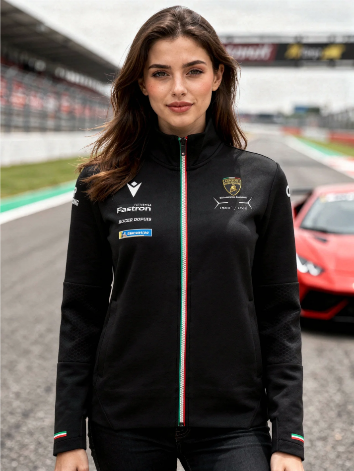 Felpa Full Zip Donna Automobili Lamborghini Squadra Corse LMDH 2024/25 Nero-1
