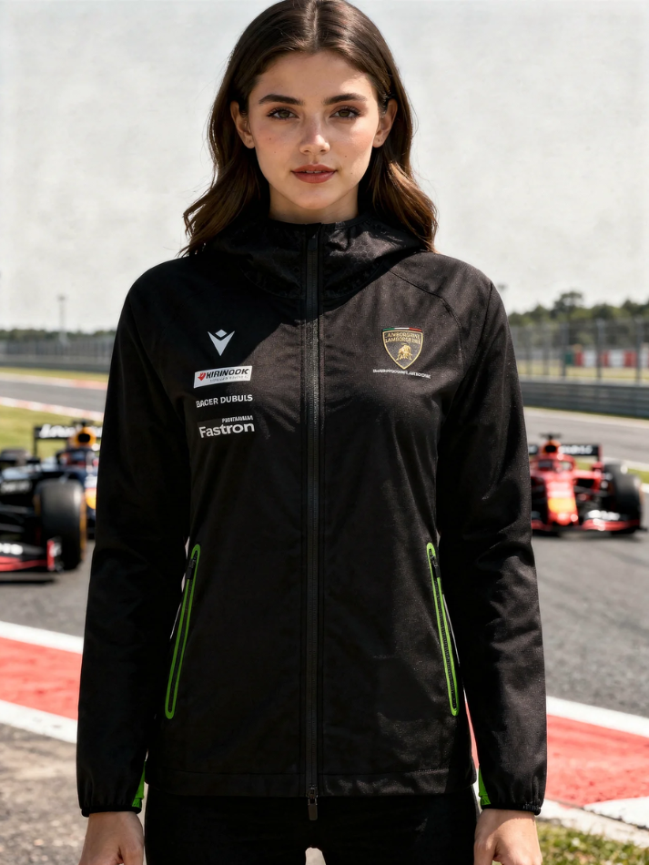 Giacca a Vento Donna Automobili Lamborghini Squadra Corse 2024/25 Nero/Verde-1