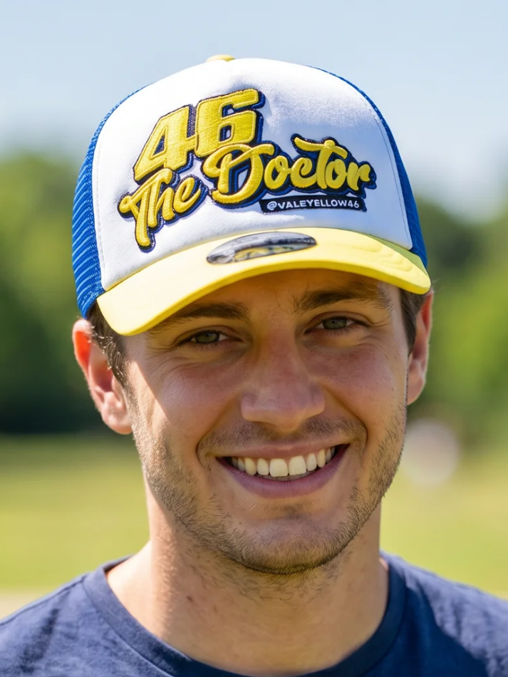 Cappellino Valentino Rossi VR46 Trucker Bianco e giallo-1