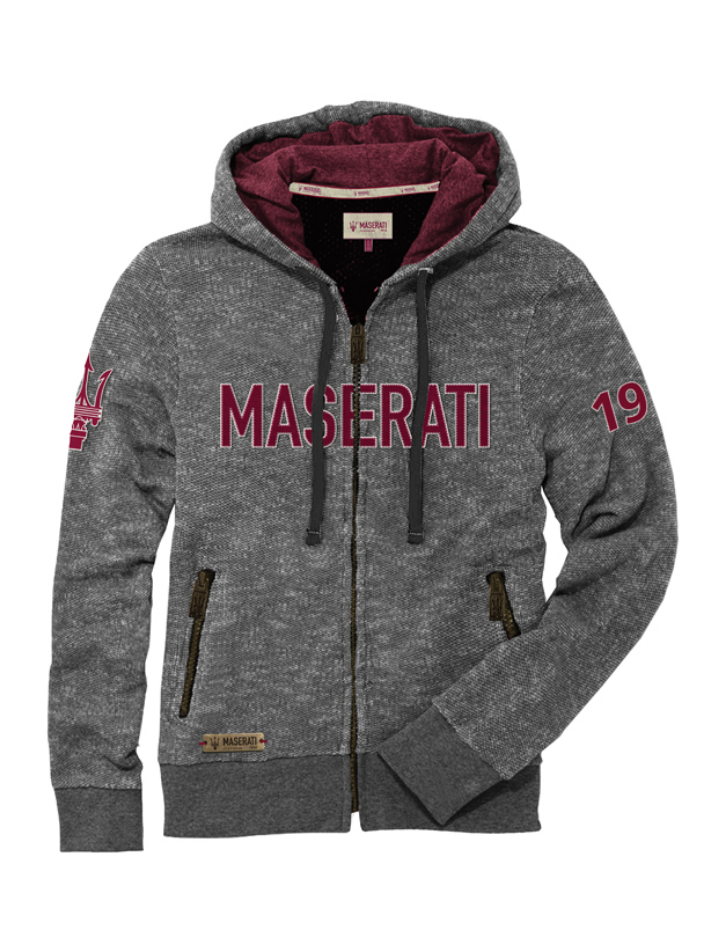 Maserati Felpa con cappuccio da uomo grigia fullzip